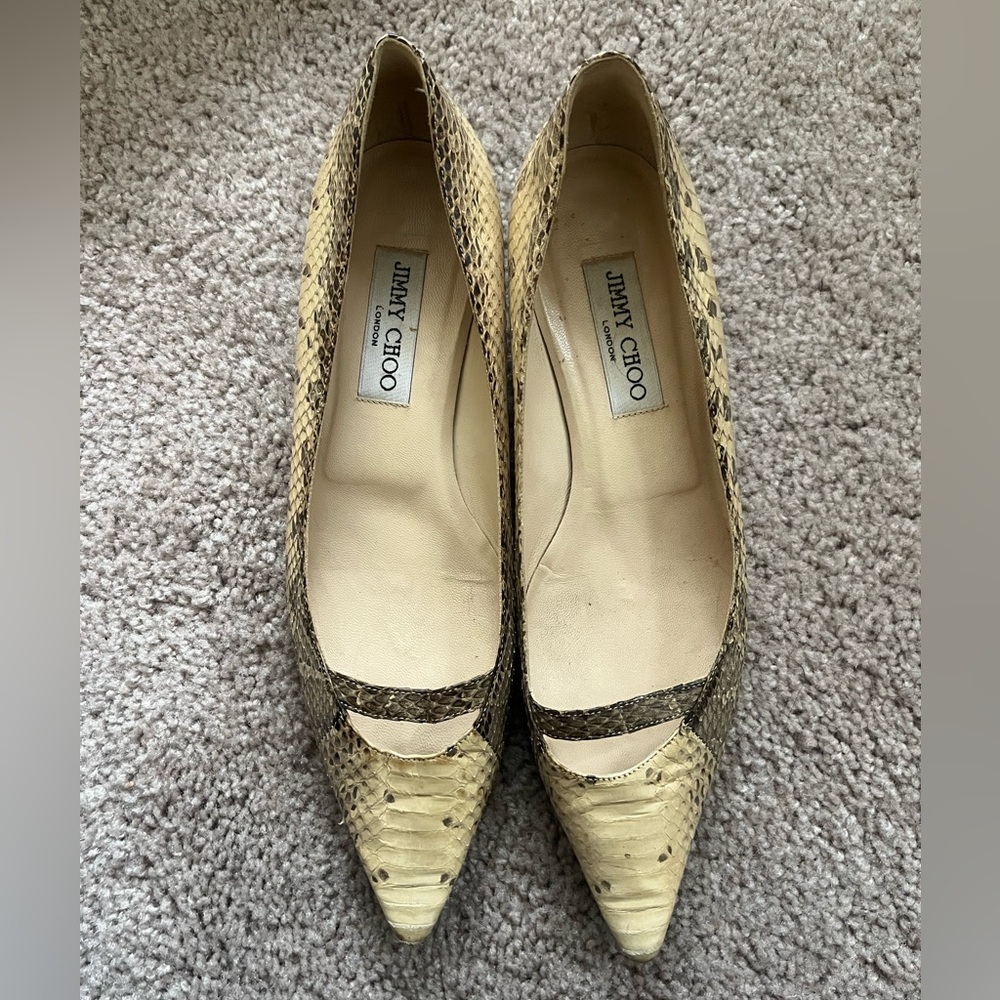 Jimmy Choo Beige Snakeskin Heels